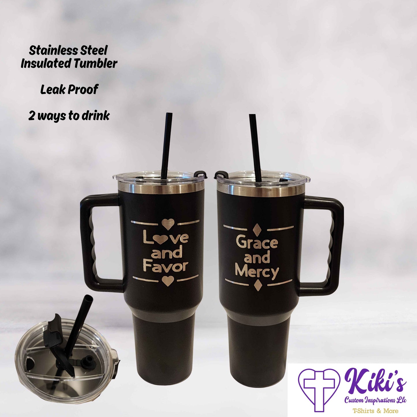 40oz Insulated Tumbler (Love and Grace) - Kiki's Custom Inspirations