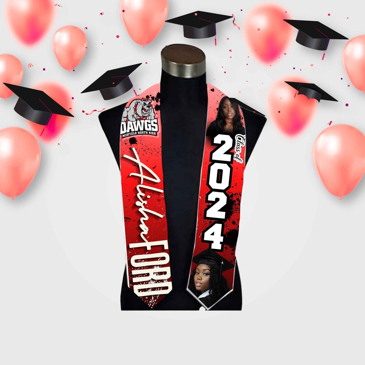 Predesigned Grad Stoles (9 options) - Kiki's Custom Inspirations