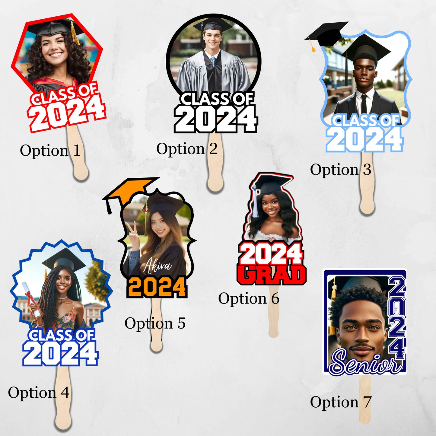 5 Grad Fans (Shaped) - Kiki's Custom Inspirations Grad Fans