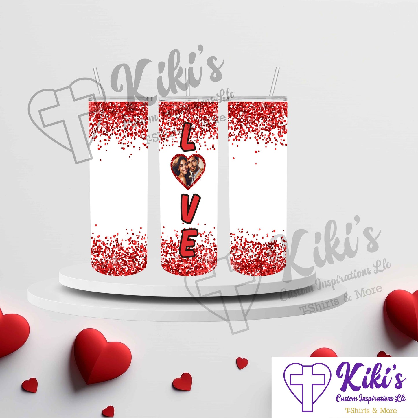 Love Glitter Tumbler with Picture - Kiki's Custom Inspirations