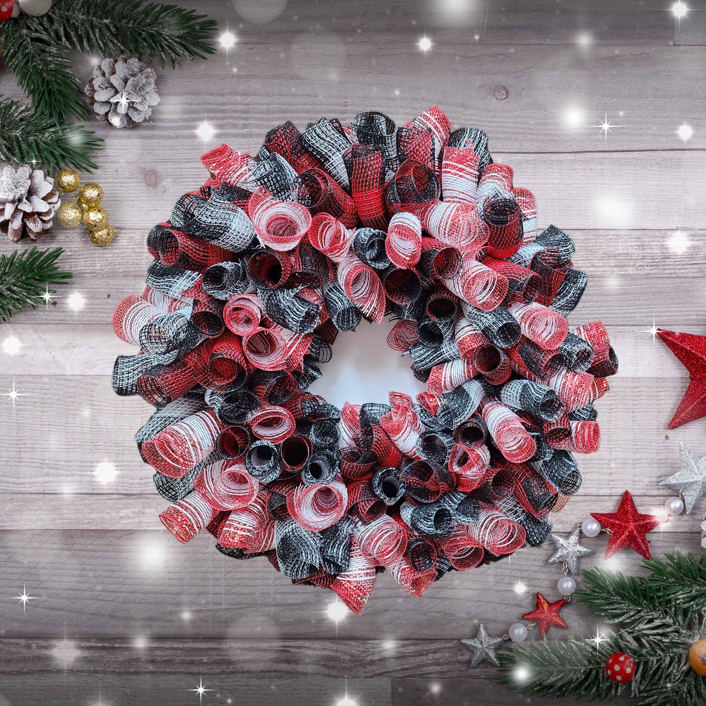 Red, White, and Black Wreath - Kiki's Custom Inspirations