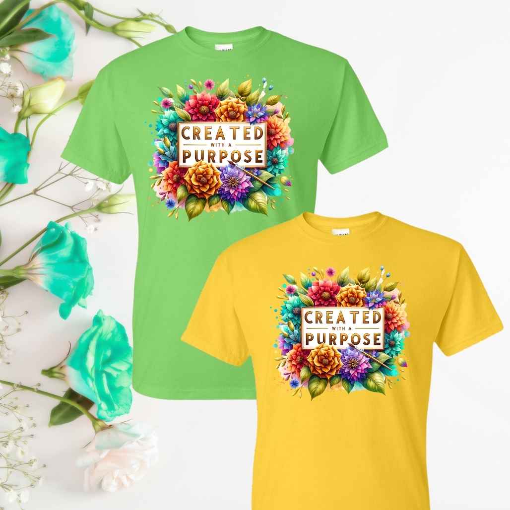 Purpose & Light (Floral) Inspirational T-Shirts - Kiki's Custom Inspirations