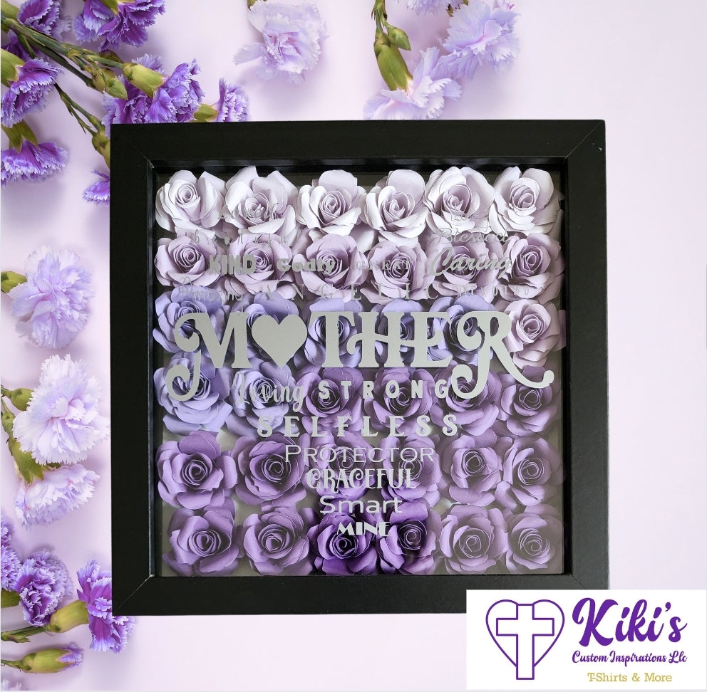 Handmade Paper Flower Mothers's Day Shadow Box - Kiki's Custom Inspirations