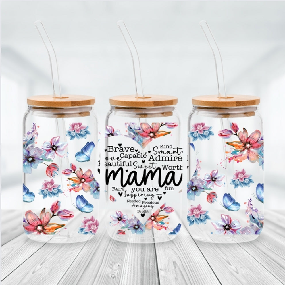 Mama (Descriptive Heart) 16oz Libbey Cup - Kiki's Custom Inspirations