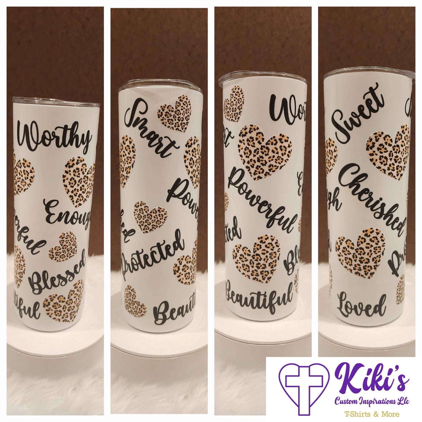 Affirmation Words (Animal Print) Tumbler - Kiki's Custom Inspirations