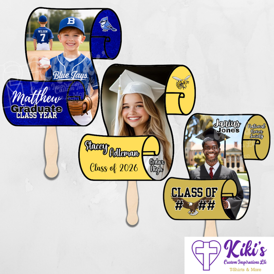 Personalized Graduation Scroll Fan | Custom Laminated Grad Fan Keepsake Personalized Graduation Scroll Fan | Custom Laminated Grad Fan Keepsake
