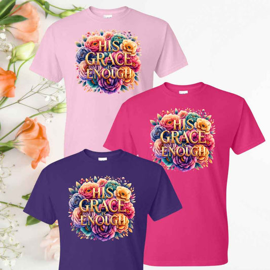 Grace (Floral) Inspirational T-Shirts - Kiki's Custom Inspirations DTF T-Shirt Grace (Floral) Inspirational T-Shirts - Kiki's Custom Inspirations DTF T-Shirt