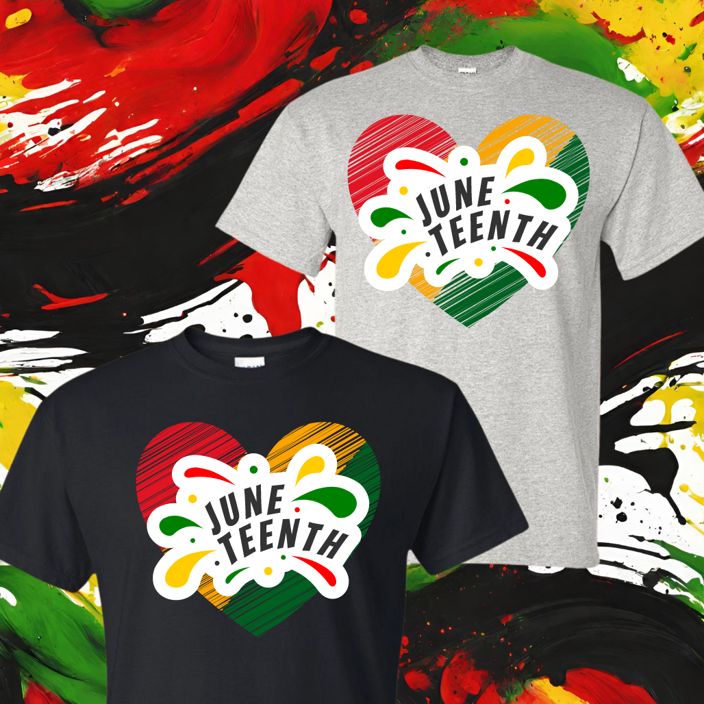Juneteenth Celebration Heart T-Shirt - Kiki's Custom Inspirations