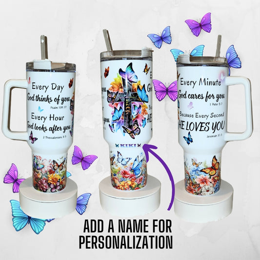 Personalized Inspirational 40oz Tumbler with Scriptures and Butterflies - Kiki's Custom Inspirations Personalized Inspirational 40oz Tumbler with Scriptures and Butterflies - Kiki's Custom Inspirations