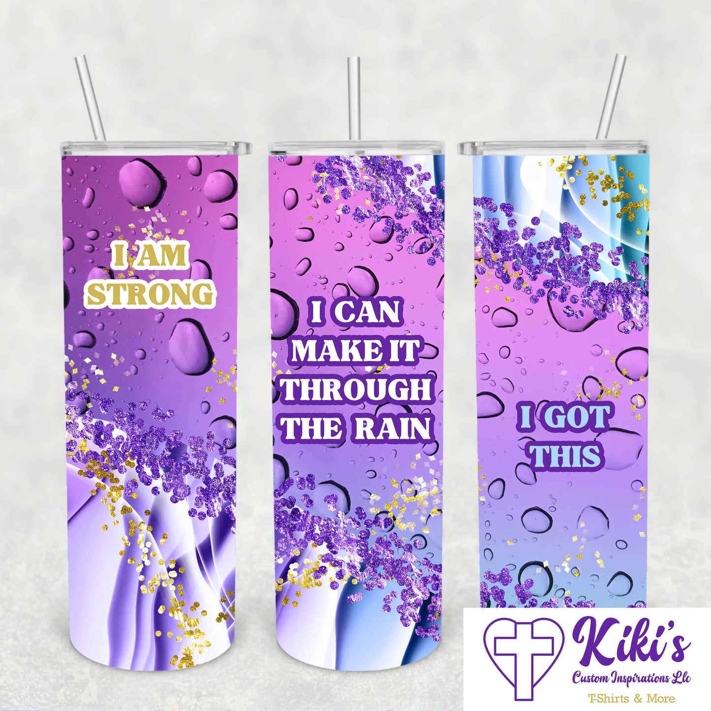 Purple Raindrop Tumbler - Kiki's Custom Inspirations Drinkware