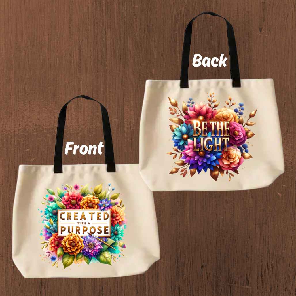 Purpose & Light Tote Bag - Kiki's Custom Inspirations tote bag