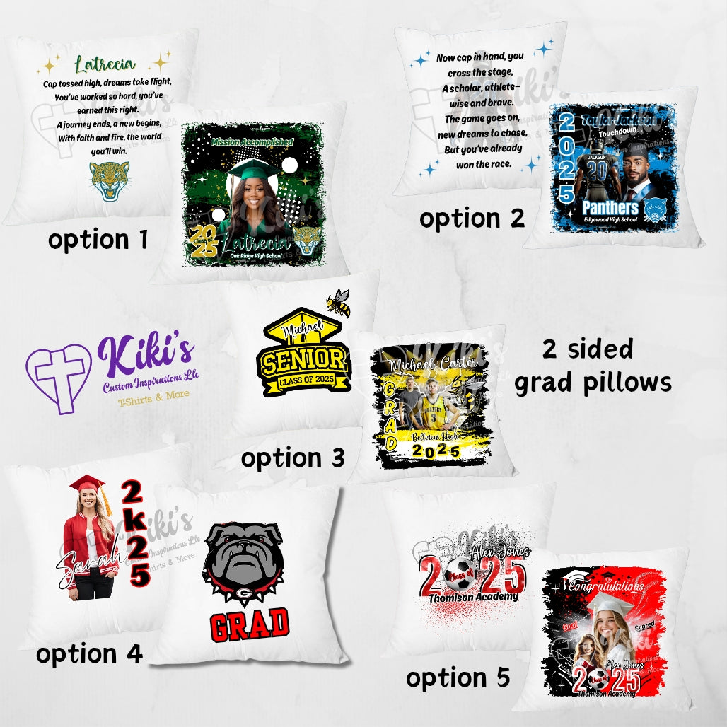 Senior Grad Pillows - 2 Sided (HS/College) - Kiki's Custom Inspirations