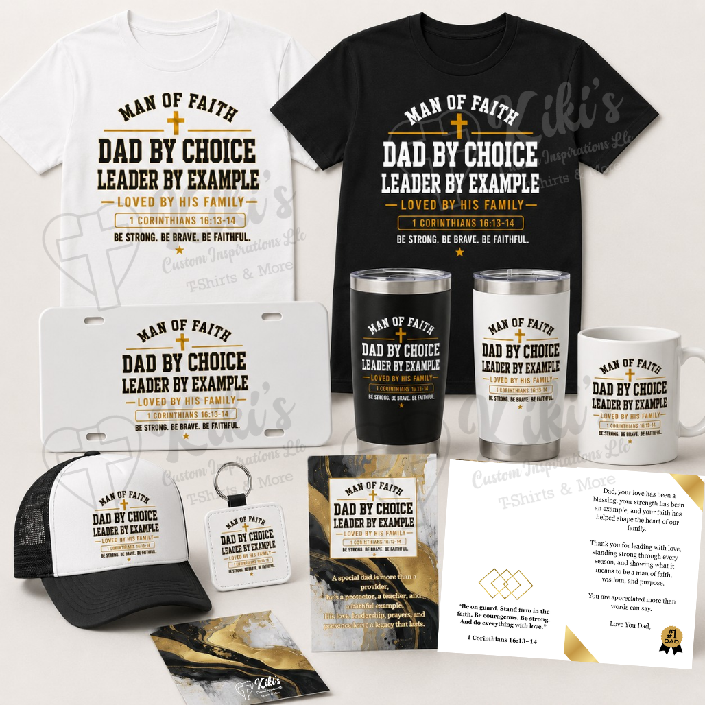 Man of Faith Dad By Choice Leader By Example Christian Father’s Day Gift Bundle