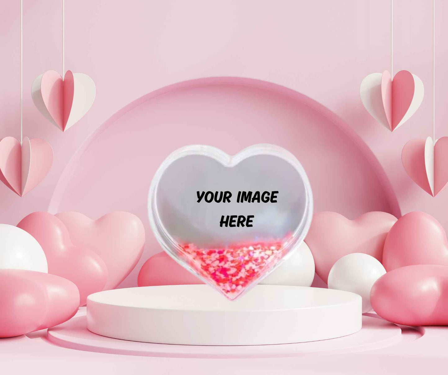 Single or Double Heart Snow Globes (with hearts)