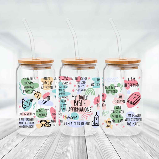 My Daily Bible Affirmations 16oz Glass Libbey Cup