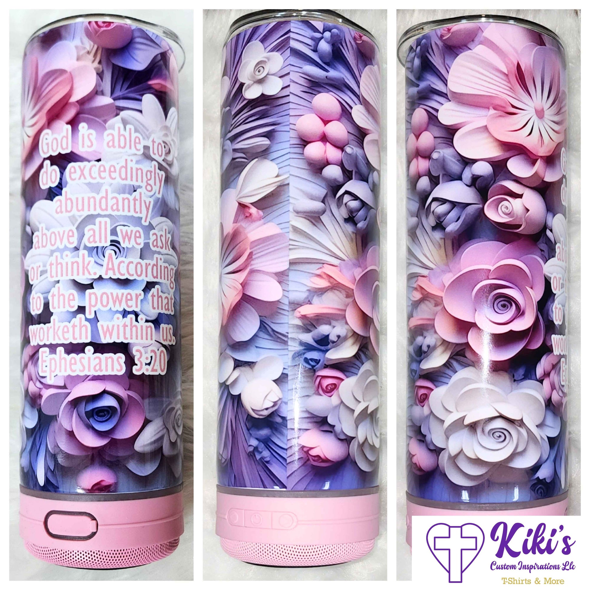 3D Flower Bluetooth Speaker Tumbler - Kiki's Custom Inspirations Drinkware
