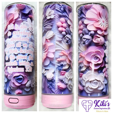 3D Flower Bluetooth Speaker Tumbler - Kiki's Custom Inspirations Drinkware