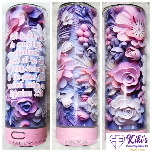 3D Flower Bluetooth Speaker Tumbler - Kiki's Custom Inspirations Drinkware