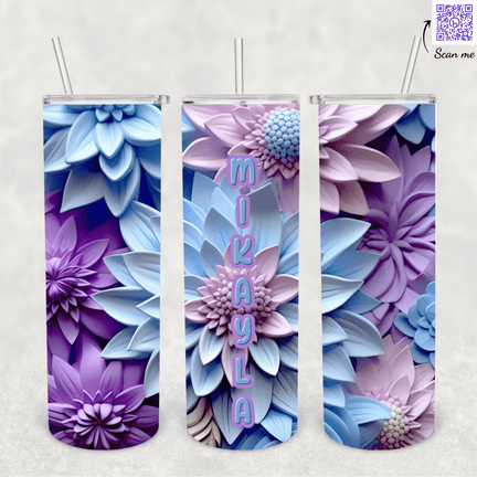 3D Flower Name Tumbler - Kiki's Custom Inspirations Drinkware