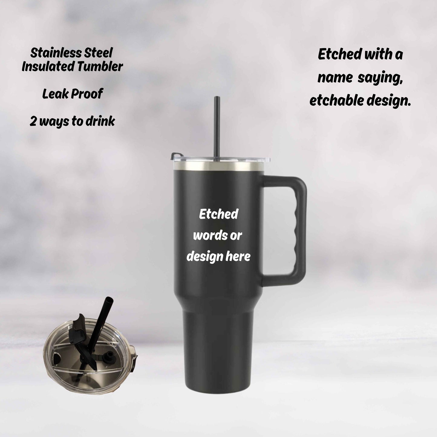 40oz Personalized Insulated Tumbler - Kiki's Custom Inspirations Drinkware