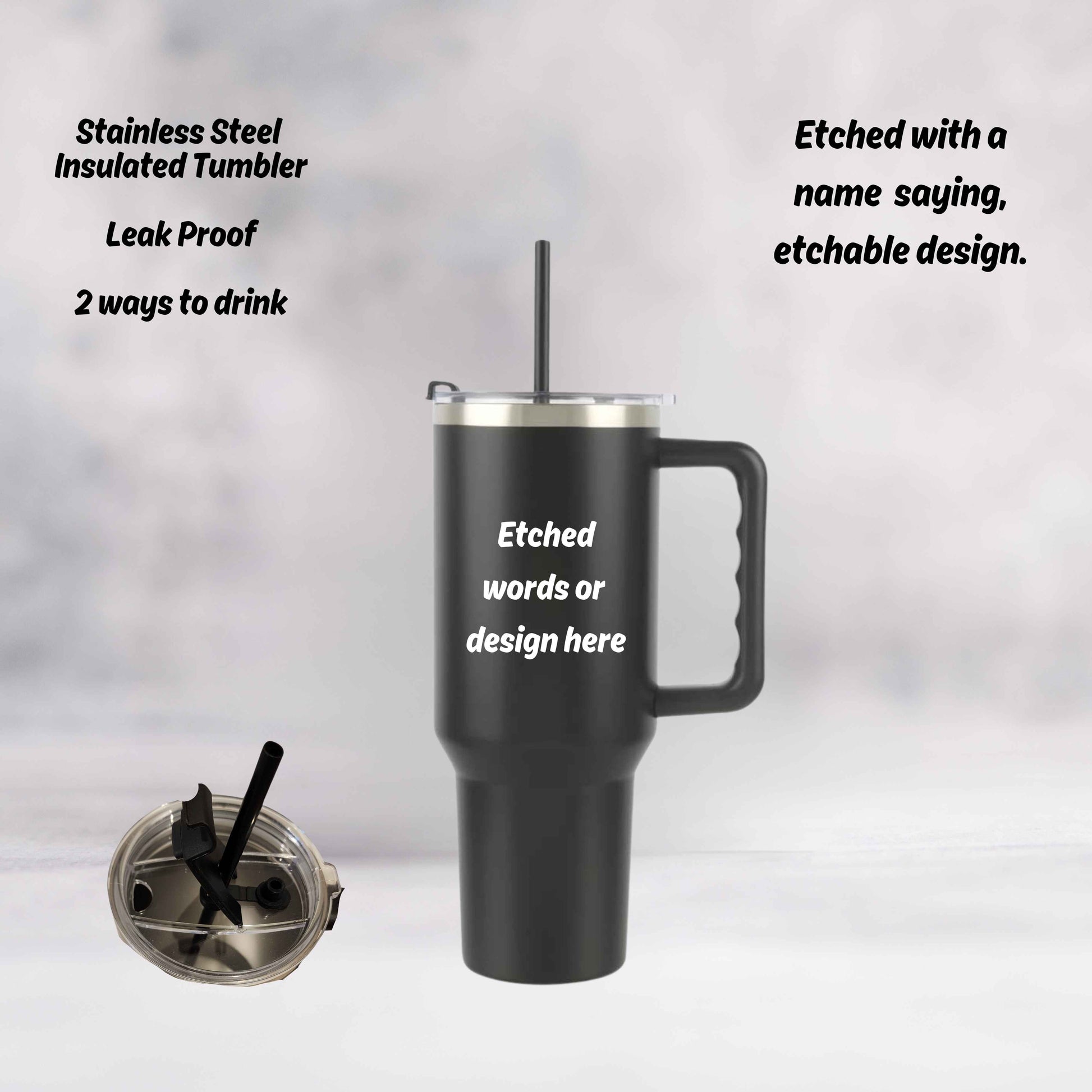 40oz Personalized Insulated Tumbler - Kiki's Custom Inspirations Drinkware