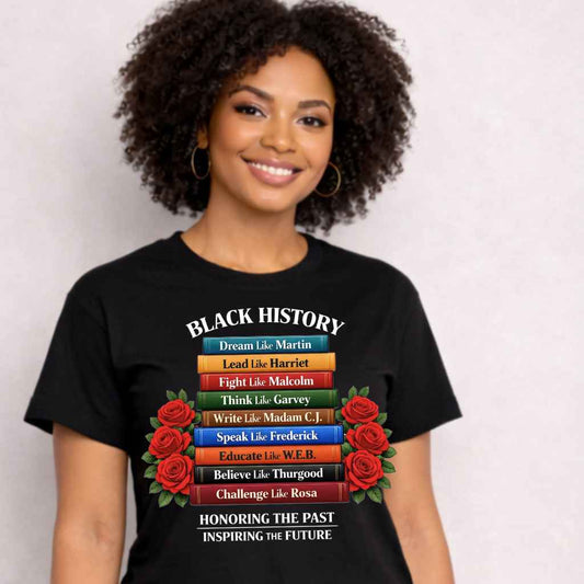 Black History Historical Figures Book Stack T-Shirt