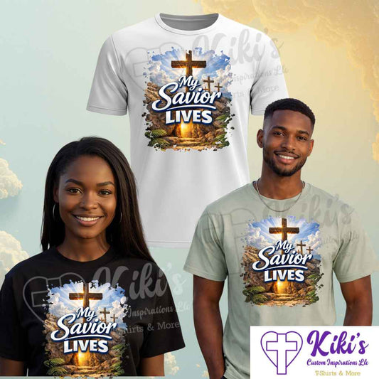 My Savior Lives Christian Easter Graphic T-Shirt