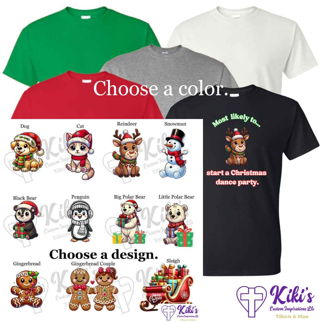 Adult Christmas Family PJ Shirts - Kiki's Custom Inspirations DTF T-Shirt, T-Shirt