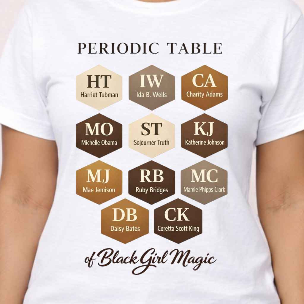 Periodic Table of Black Girl Magic T-Shirt | Tribute to Black Women