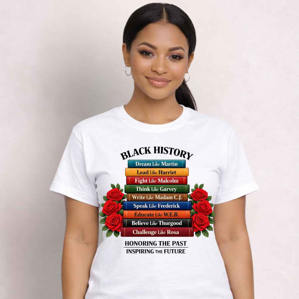 Black History Historical Figures Book Stack T-Shirt