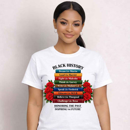 Black History Historical Figures Book Stack T-Shirt