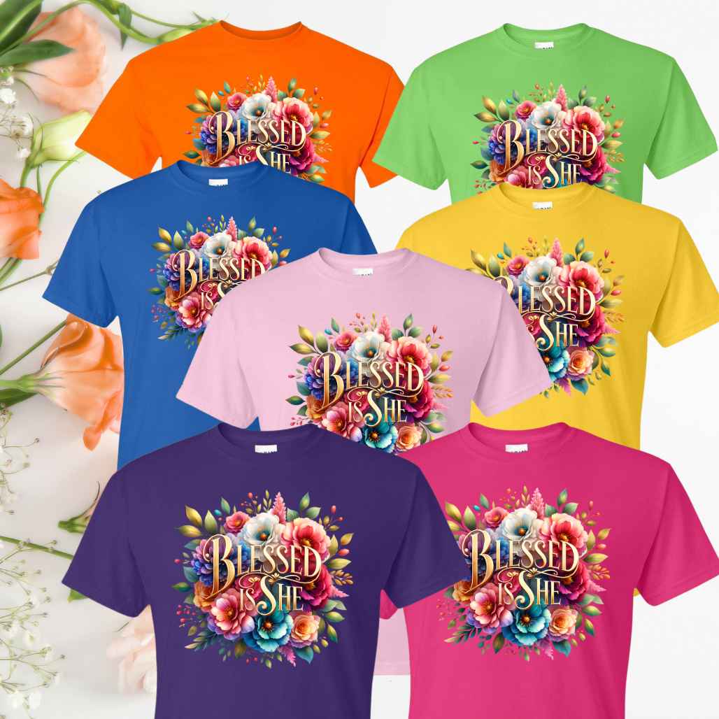 Blessed (Floral) Inspirational T-Shirt - Kiki's Custom Inspirations DTF T-Shirt
