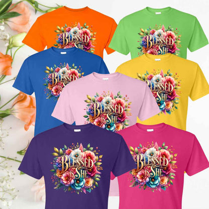 Blessed (Floral) Inspirational T-Shirt - Kiki's Custom Inspirations DTF T-Shirt
