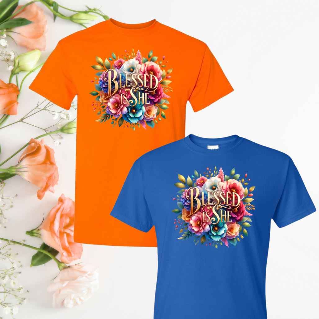 Blessed (Floral) Inspirational T-Shirt - Kiki's Custom Inspirations DTF T-Shirt