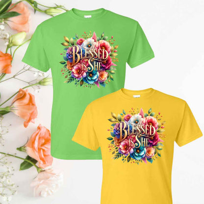Blessed (Floral) Inspirational T-Shirt - Kiki's Custom Inspirations DTF T-Shirt