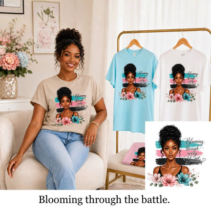 Blooming Through Every Battle Inspirational T-Shirt