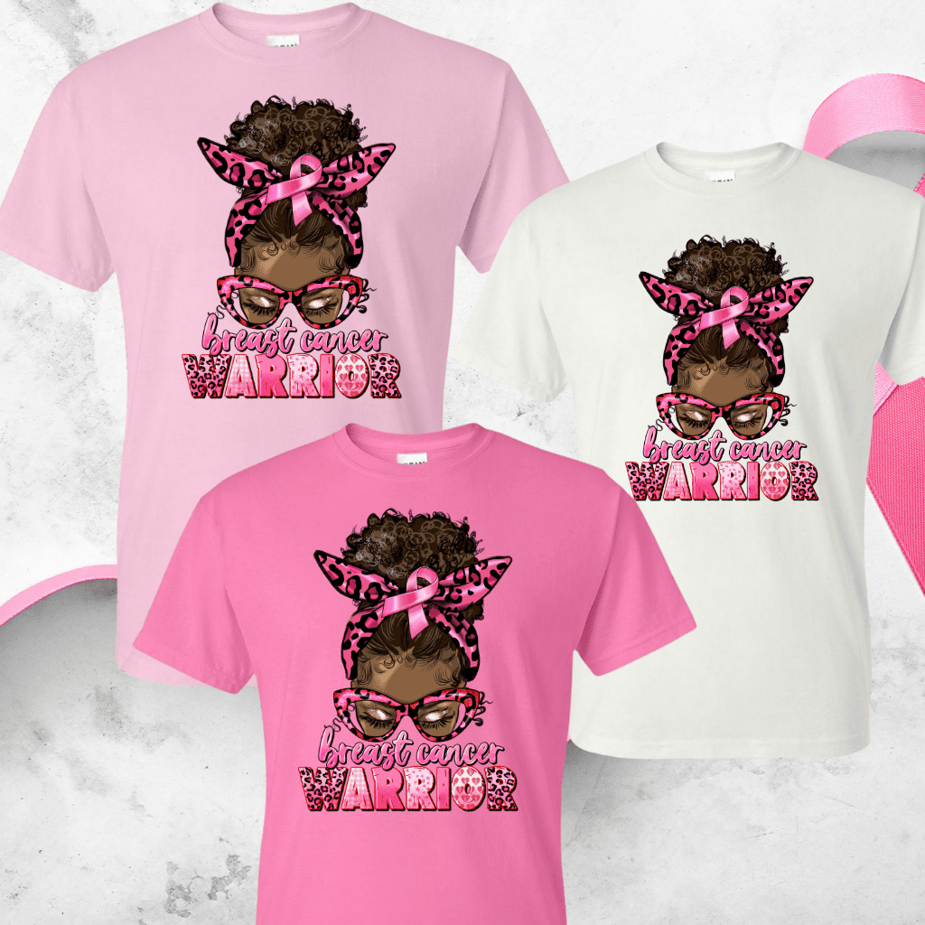 Breast Cancer Survivor/Warrior - Afro Girl & Pink Ribbon T-Shirt - Kiki's Custom Inspirations T-Shirt