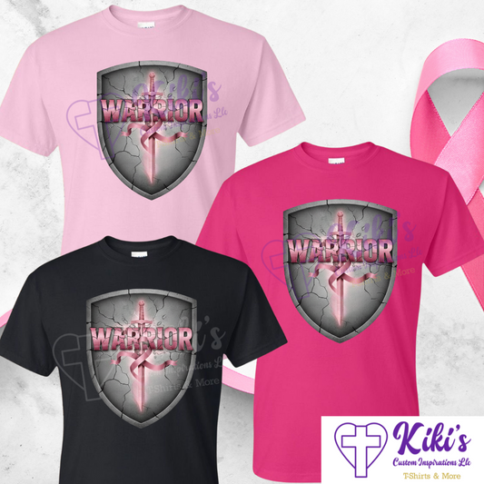 Sword & Pink Ribbon Warrior Shield T-Shirt