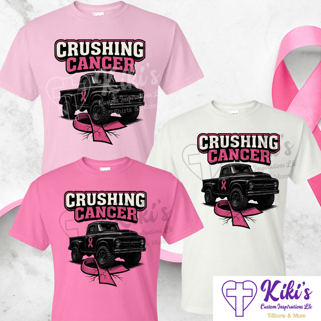 Crushing Cancer Vintage Truck Awareness Tee – Classic Pickup - Kiki's Custom Inspirations T-Shirt