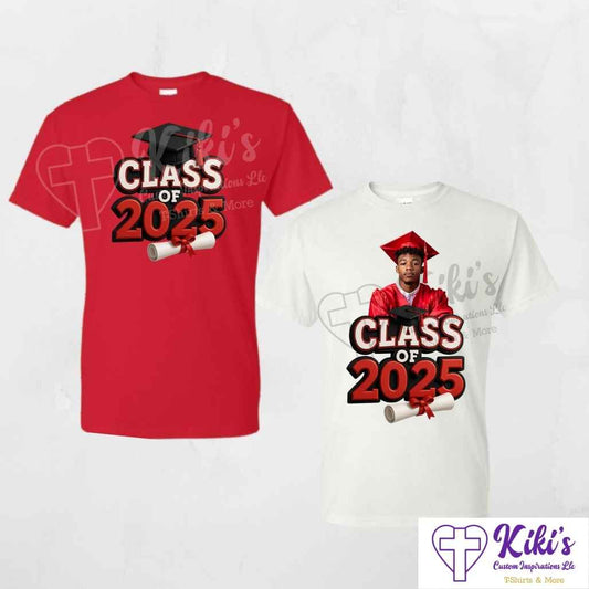 Custom 3D “Class of 2025” Graduation T-Shirt – Personalized with Graduate Photo - Kiki's Custom Inspirations DTF T-Shirt