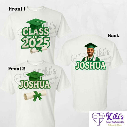 Custom 3D Graduation T-Shirt with Photo – Front & Back Design | Personalized Class of 2025 Tee - Kiki's Custom Inspirations DTF T-Shirt