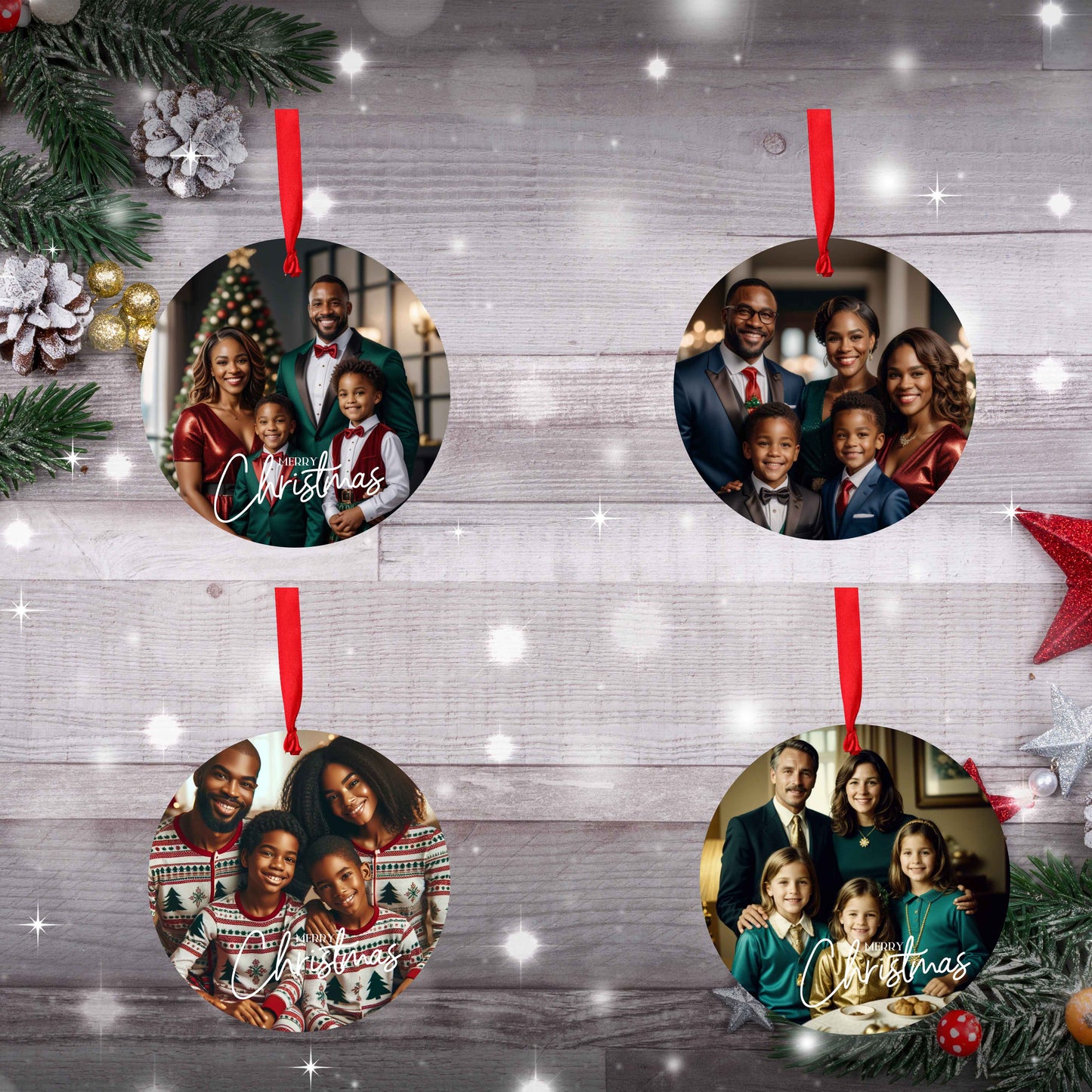Custom Ceramic Christmas Ornaments (Set of 4) - Kiki's Custom Inspirations Christmas Ornaments