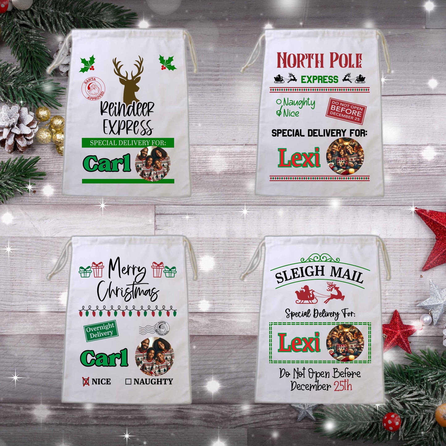 Custom Christmas Santa Sacks - Kiki's Custom Inspirations Christmas Santa Sack