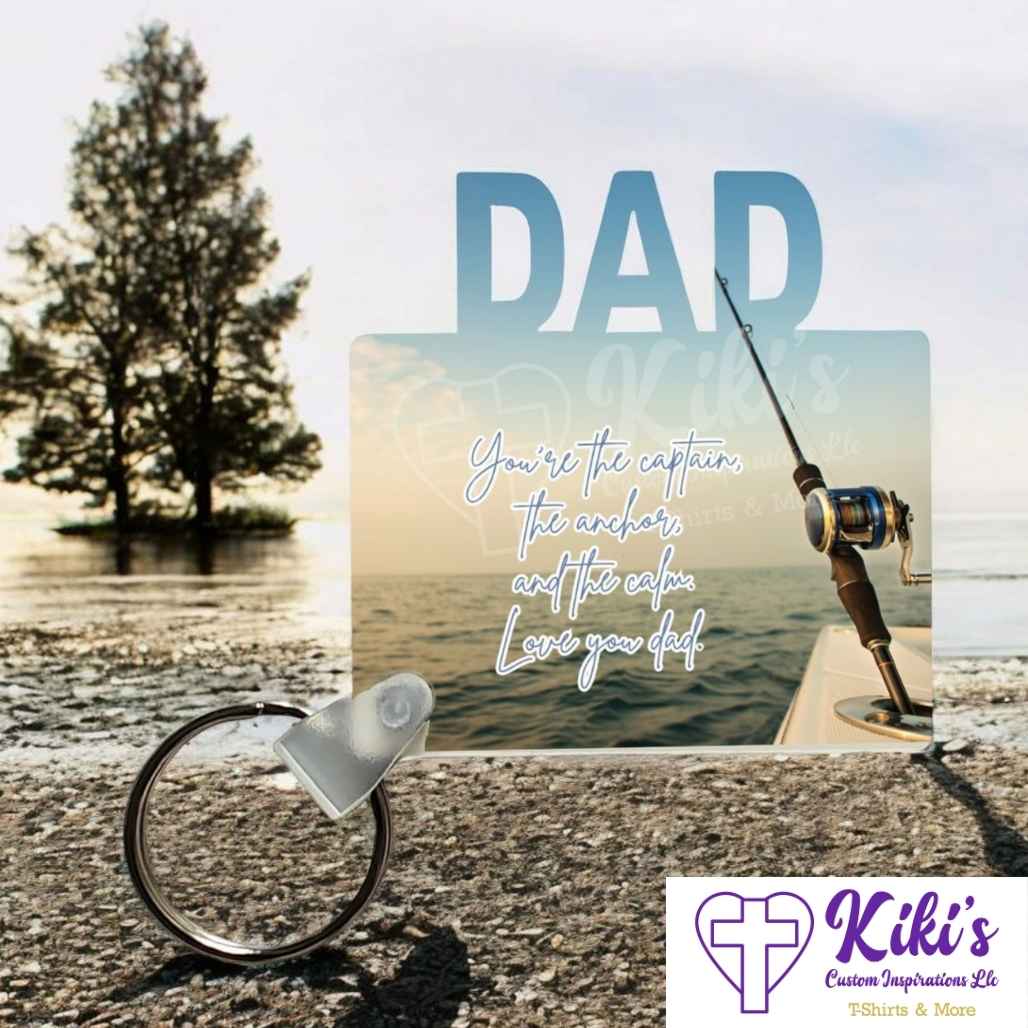 Dad fishing keychain