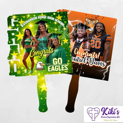 3 Custom Personalized Graduation Fan Paddles with Photos | Grad Keepsake