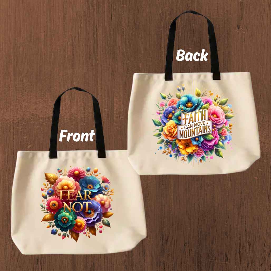 Faith, Not Fear Tote Bag - Kiki's Custom Inspirations tote bag