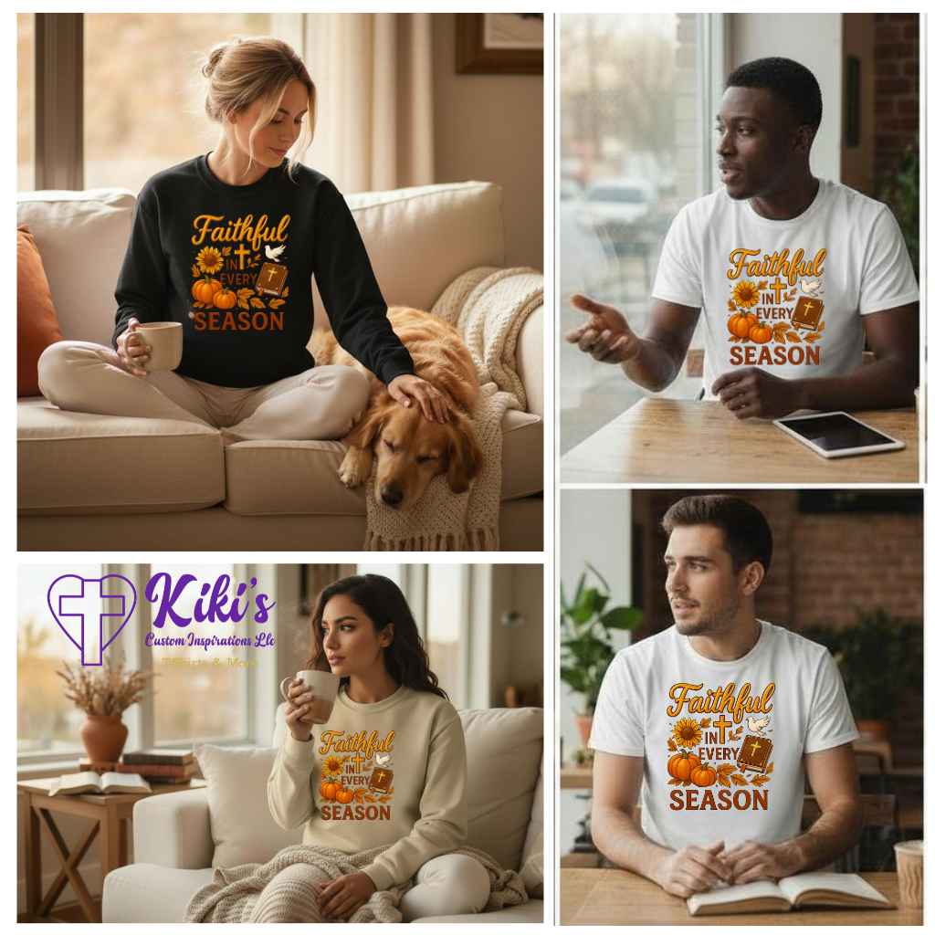 Faithful in Every Season Sweatshirt, Hoodie & Tees – Christian Inspirational Fall/Winter Apparel (Unisex) - Kiki's Custom Inspirations T-Shirt, Long Sleeve, Sweatshirt, Hoodie