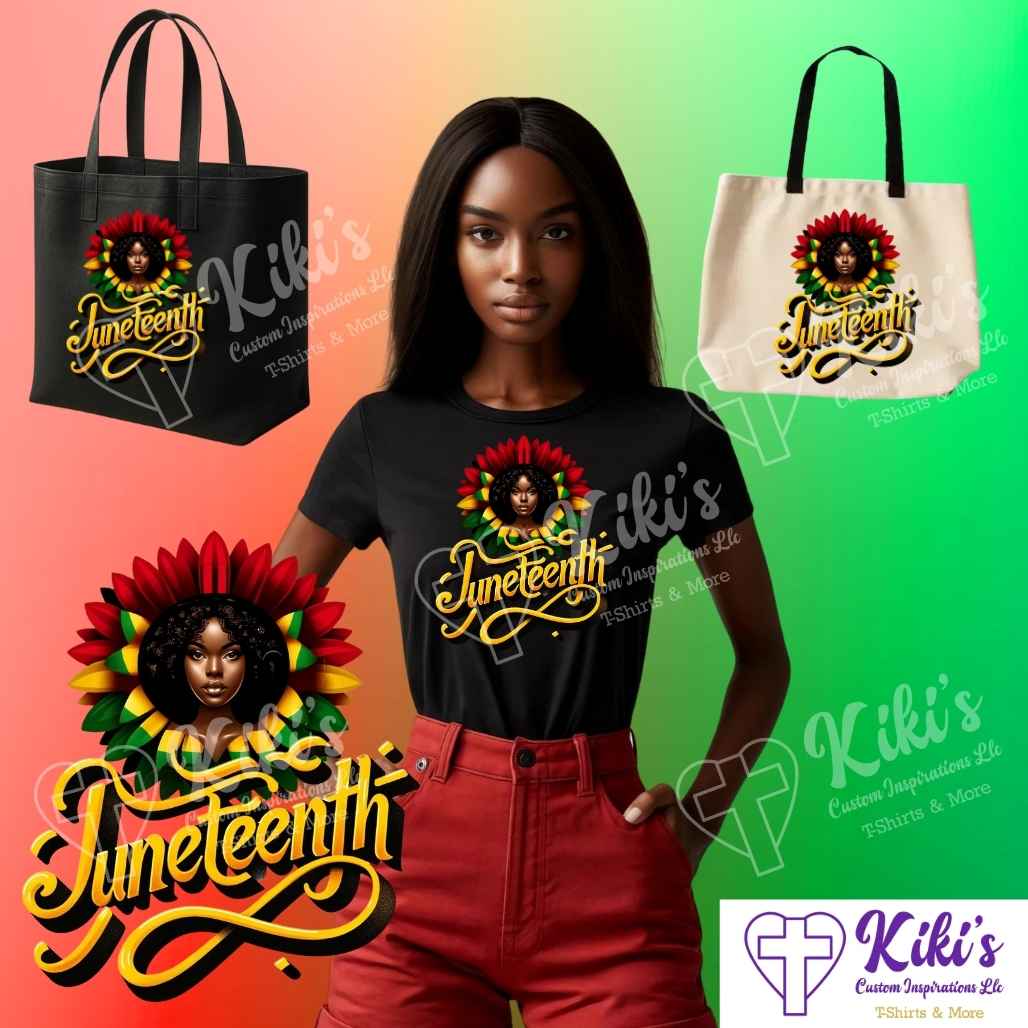 Freedom Blooms Juneteenth T-Shirt & Tote - Kiki's Custom Inspirations DTF T-Shirt, Tote bag