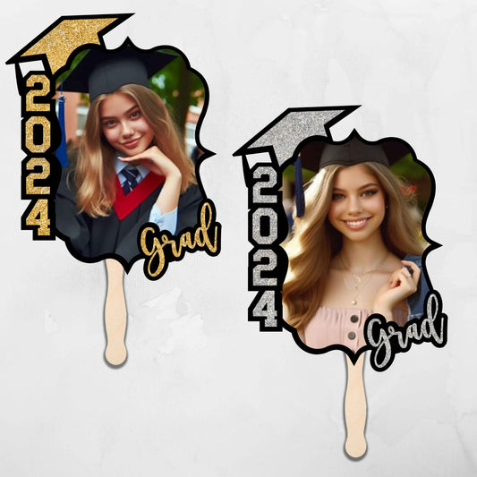5 Glitter 2024 Grad Fans - Kiki's Custom Inspirations