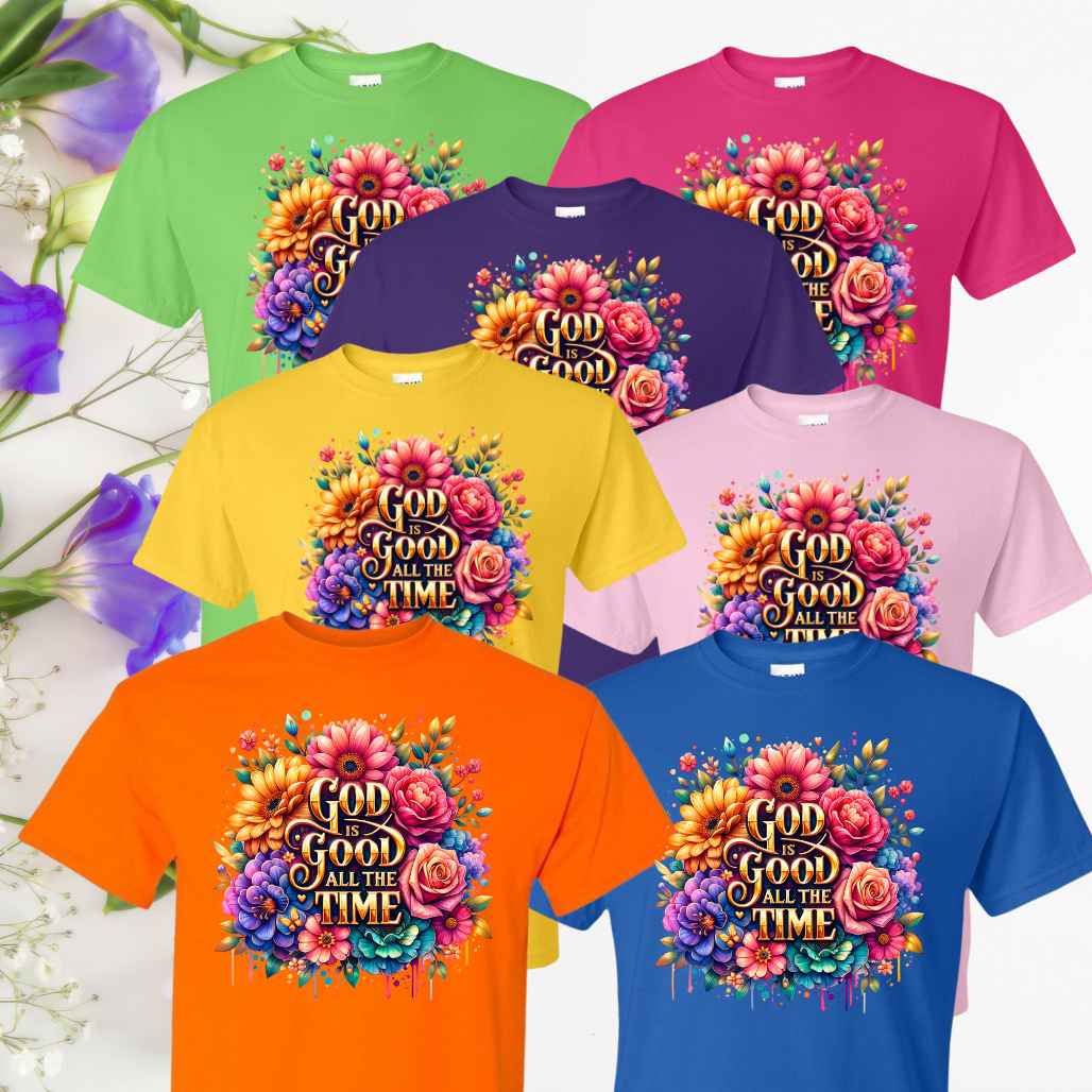 God is Good (Floral) Inspirational T-Shirt - Kiki's Custom Inspirations DTF T-Shirt